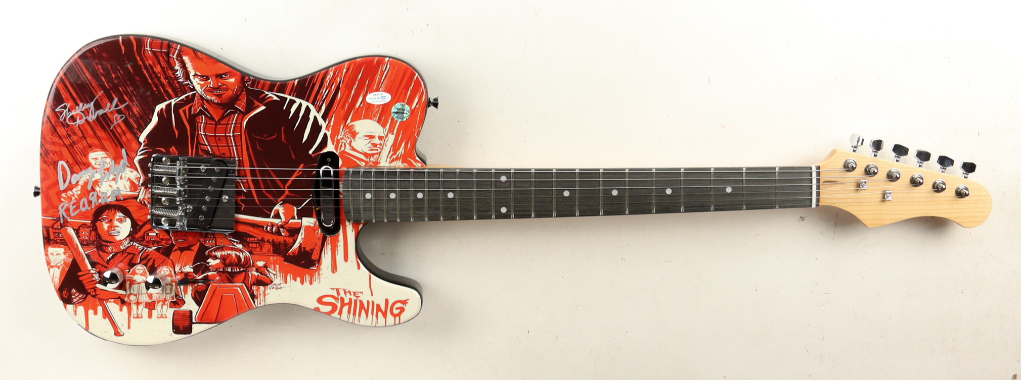 Shelley Duvall & Danny Lloyd Signed "The Shining" Custom Electric Guitar Inscribed "Redrum" (ACOA) at PristineAuction.com Shelley Duvall & Danny Lloyd Signed "The Shining" Custom Electric Guitar Inscribed "Redrum" (ACOA) at PristineAuction.com