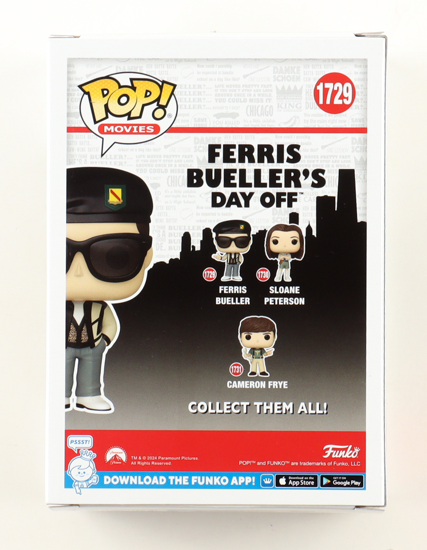 Matthew Broderick Signed "Ferris Bueller's Day Off" #1729 Ferris Bueller Funko Pop! Vinyl Figure (AutographCOA) at PristineAuction.com Matthew Broderick Signed "Ferris Bueller's Day Off" #1729 Ferris Bueller Funko Pop! Vinyl Figure (AutographCOA) at PristineAuction.com