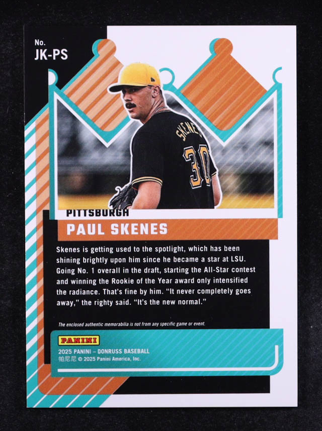 Paul Skenes 2025 Donruss Jersey Kings Blue Ice #19 at PristineAuction.com Paul Skenes 2025 Donruss Jersey Kings Blue Ice #19 at PristineAuction.com