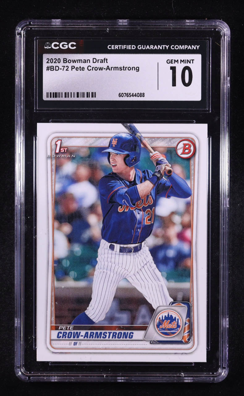 Pete Crow-Armstrong 2020 1st Bowman Draft #BD-72 RC (CGC 10) at PristineAuction.com Pete Crow-Armstrong 2020 1st Bowman Draft #BD-72 RC (CGC 10) at PristineAuction.com