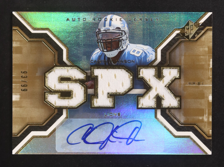 Calvin Johnson 2007 SPx Gold Rookies #220 JSY AU RC #93/99 at PristineAuction.com Calvin Johnson 2007 SPx Gold Rookies #220 JSY AU RC #93/99 at PristineAuction.com