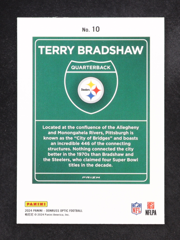 Terry Bradshaw 2024 Donruss Optic Downtown #10 at PristineAuction.com Terry Bradshaw 2024 Donruss Optic Downtown #10 at PristineAuction.com