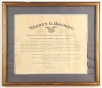 Warren G. Harding Signed Custom Framed 1921 Presidential Appointment Notice (Beckett) at PristineAuction.com