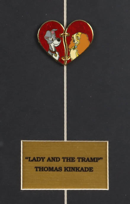 Thomas Kinkade "Lady and the Tramp" Custom Framed Print Display with Two-Piece Pin at PristineAuction.com Thomas Kinkade "Lady and the Tramp" Custom Framed Print Display with Two-Piece Pin at PristineAuction.com