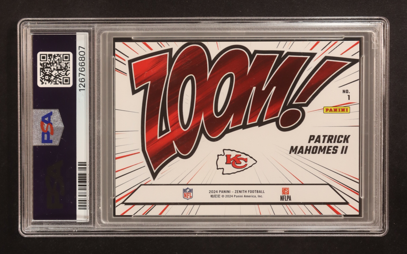 Patrick Mahomes II 2024 Zenith Zoom Red #1 #26/99 (PSA 9) at PristineAuction.com Patrick Mahomes II 2024 Zenith Zoom Red #1 #26/99 (PSA 9) at PristineAuction.com