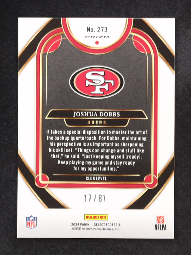 Joshua Dobbs 2024 Select Prizm Dragon Scale #273 #17/81 at PristineAuction.com Joshua Dobbs 2024 Select Prizm Dragon Scale #273 #17/81 at PristineAuction.com