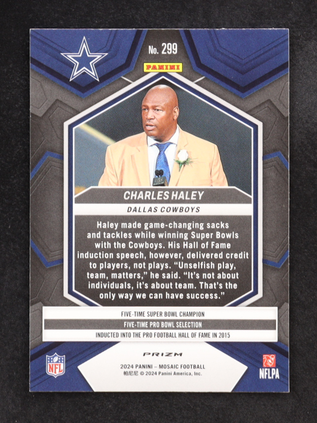Charles Haley 2024 Panini Mosaic Honeycomb #299 HOF at PristineAuction.com Charles Haley 2024 Panini Mosaic Honeycomb #299 HOF at PristineAuction.com