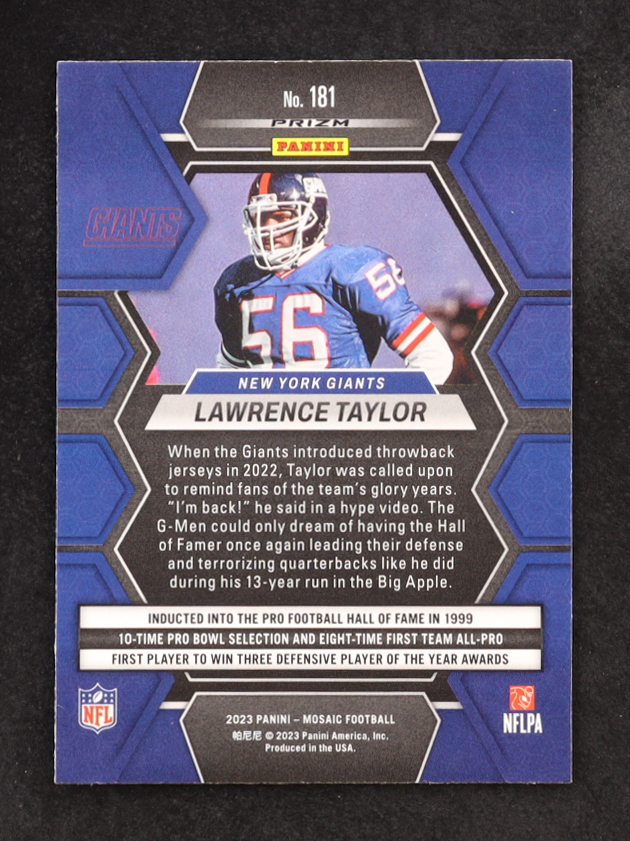 Lawrence Taylor 2023 Panini Mosaic Honeycomb #181 at PristineAuction.com Lawrence Taylor 2023 Panini Mosaic Honeycomb #181 at PristineAuction.com