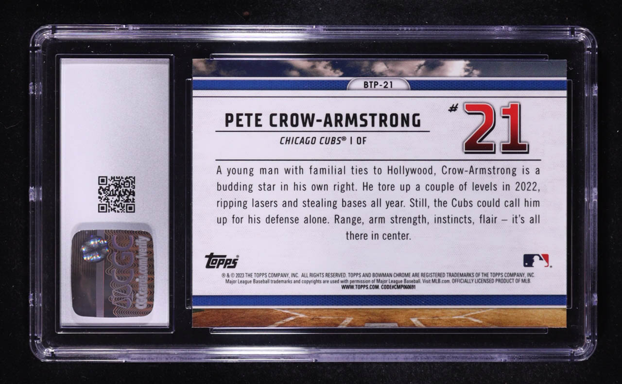 Pete Crow-Armstrong 2023 Bowman Scouts Top 100 #BTP-21 RC (CGC 10) at PristineAuction.com Pete Crow-Armstrong 2023 Bowman Scouts Top 100 #BTP-21 RC (CGC 10) at PristineAuction.com