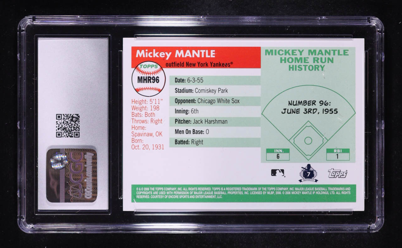 MIckey Mantle 2006 Topps Mantle Home Run History #MHR96 (CGC 10) at PristineAuction.com MIckey Mantle 2006 Topps Mantle Home Run History #MHR96 (CGC 10) at PristineAuction.com