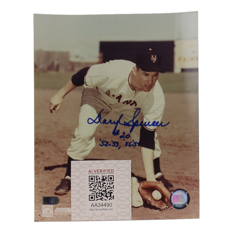 Daryl Spencer Signed Giants 8x10 Photo Inscribed "'52-'53, '56-'57" (AIV) at PristineAuction.com Daryl Spencer Signed Giants 8x10 Photo Inscribed "'52-'53, '56-'57" (AIV) at PristineAuction.com