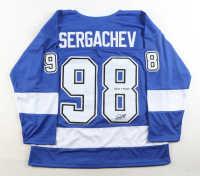 Mikhail Sergachev Signed Jersey Inscribed "2x SC Champ" (JSA) at PristineAuction.com