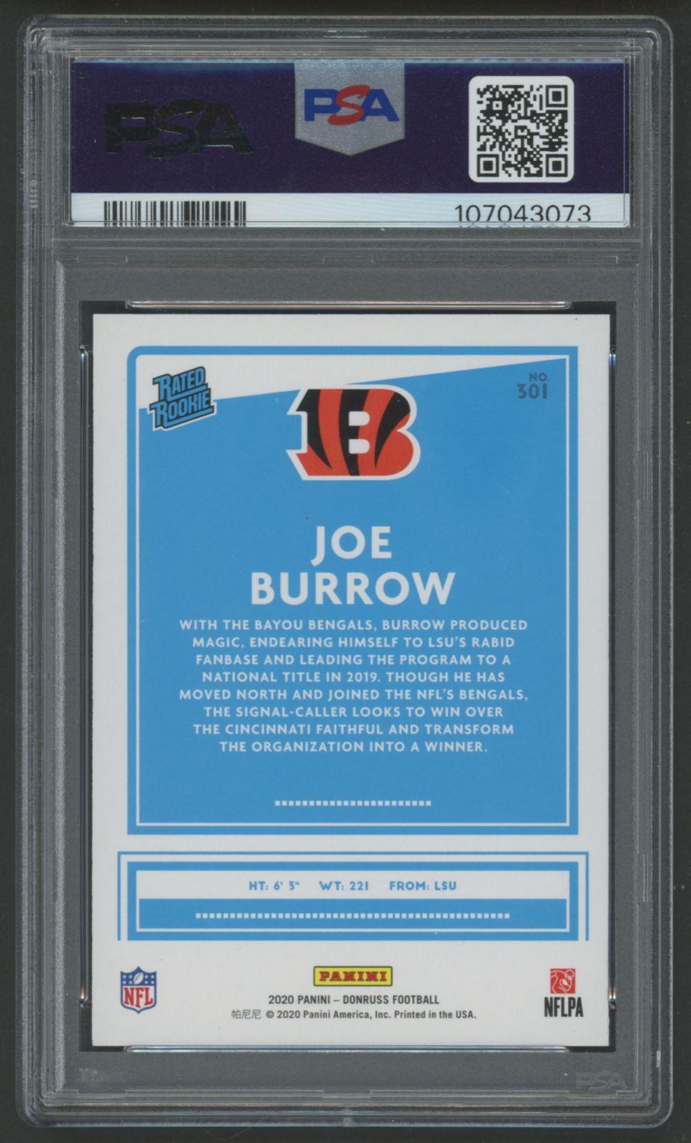 Joe Burrow 2020 Donruss #301 RR RC (PSA 8) at PristineAuction.com Joe Burrow 2020 Donruss #301 RR RC (PSA 8) at PristineAuction.com