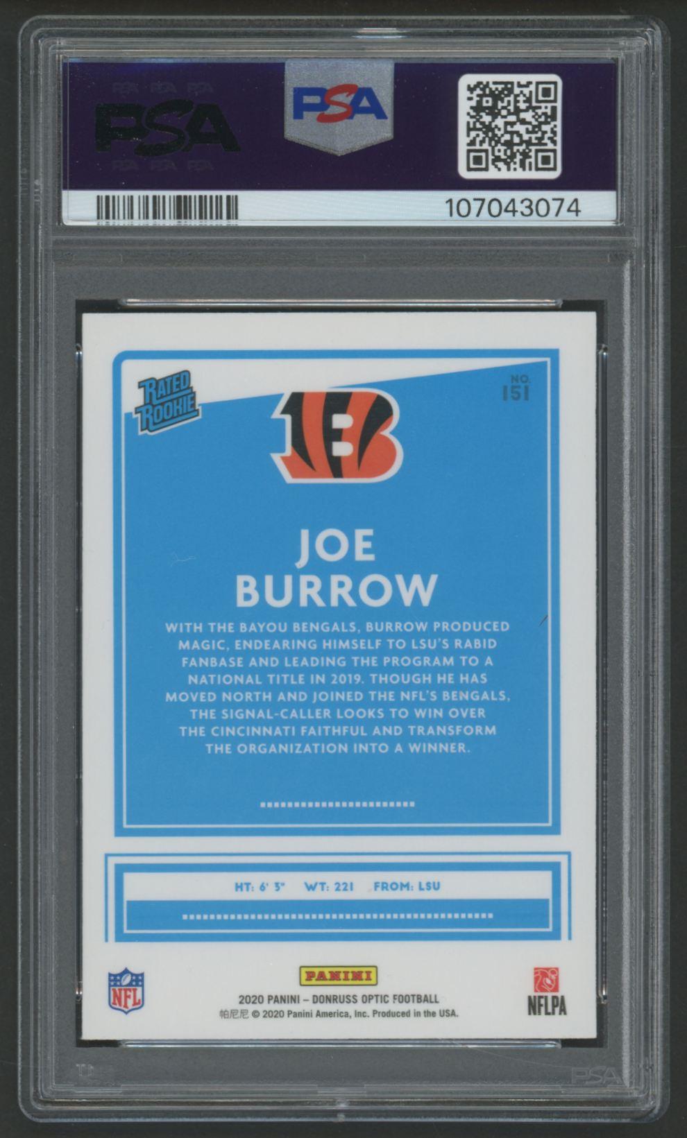 Joe Burrow 2020 Donruss Optic #301 RR RC (PSA 8) at PristineAuction.com Joe Burrow 2020 Donruss Optic #301 RR RC (PSA 8) at PristineAuction.com