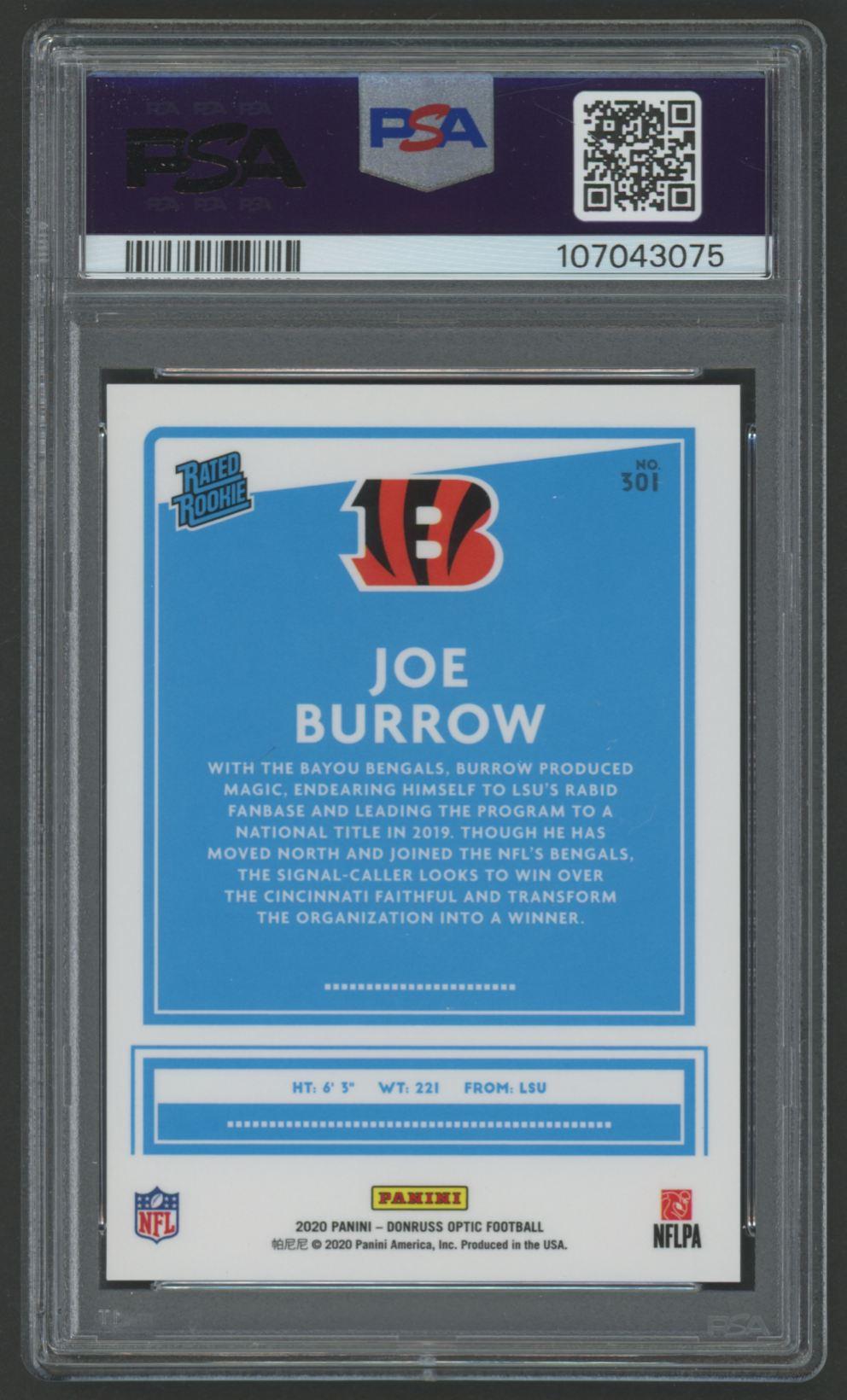 Joe Burrow 2020 Donruss Optic Variation #301 RR RC (PSA 8) at PristineAuction.com Joe Burrow 2020 Donruss Optic Variation #301 RR RC (PSA 8) at PristineAuction.com