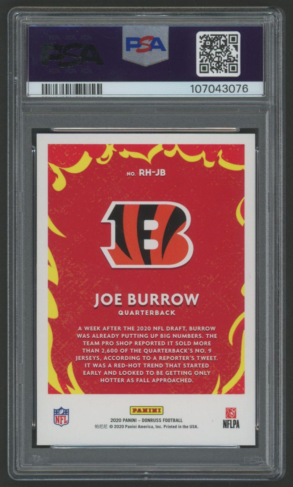 Joe Burrow 2020 Donruss Red Hot Rookies #RHJB RC (PSA 9) at PristineAuction.com Joe Burrow 2020 Donruss Red Hot Rookies #RHJB RC (PSA 9) at PristineAuction.com