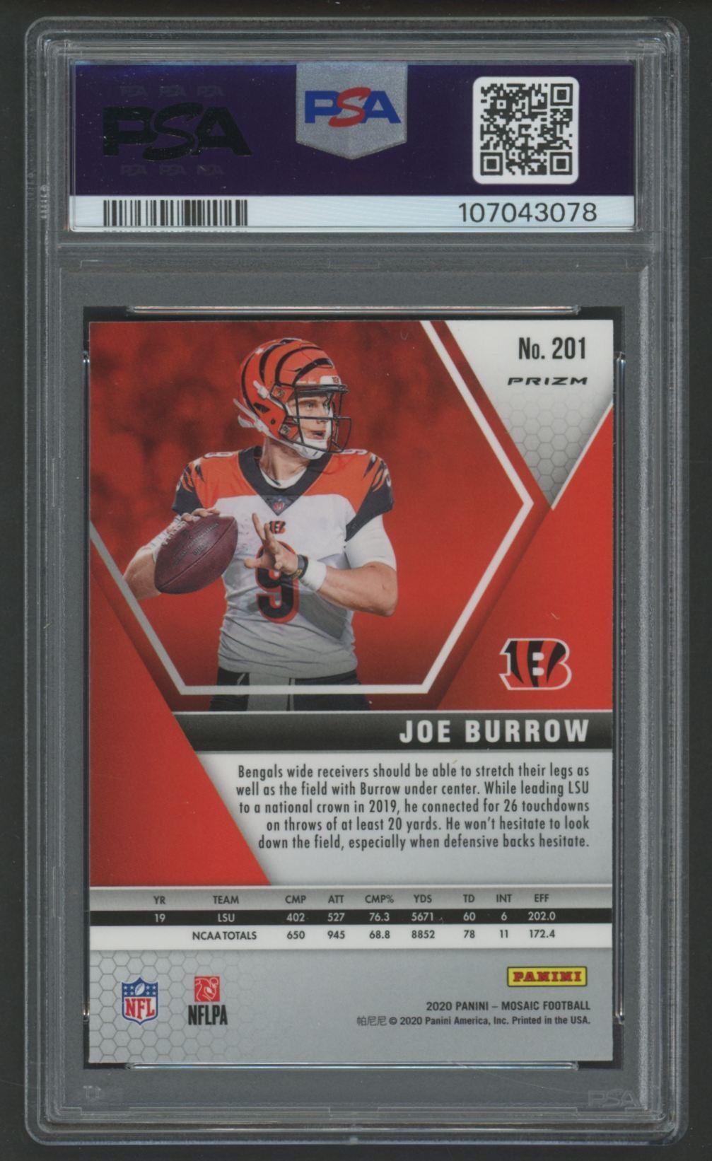 Joe Burrow 2020 Mosaic Mosaic Green #201 RC (PSA 10) at PristineAuction.com Joe Burrow 2020 Mosaic Mosaic Green #201 RC (PSA 10) at PristineAuction.com