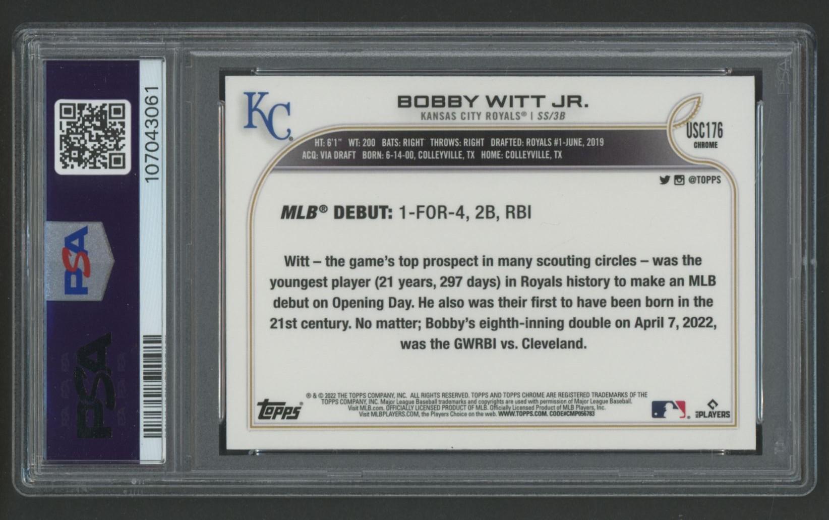 Bobby Witt Jr. 2022 Topps Chrome Update Purple #USC176 (PSA 9) at PristineAuction.com Bobby Witt Jr. 2022 Topps Chrome Update Purple #USC176 (PSA 9) at PristineAuction.com
