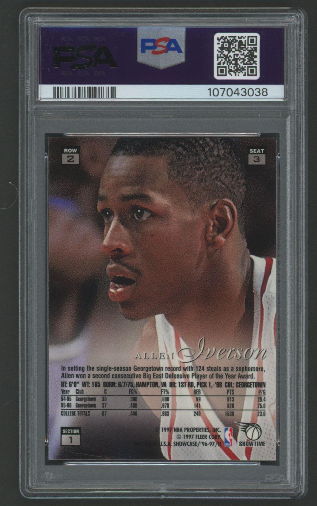 Allen Iverson 1996-97 Flair Showcase Row 2 #3 RC (PSA 8) at PristineAuction.com Allen Iverson 1996-97 Flair Showcase Row 2 #3 RC (PSA 8) at PristineAuction.com
