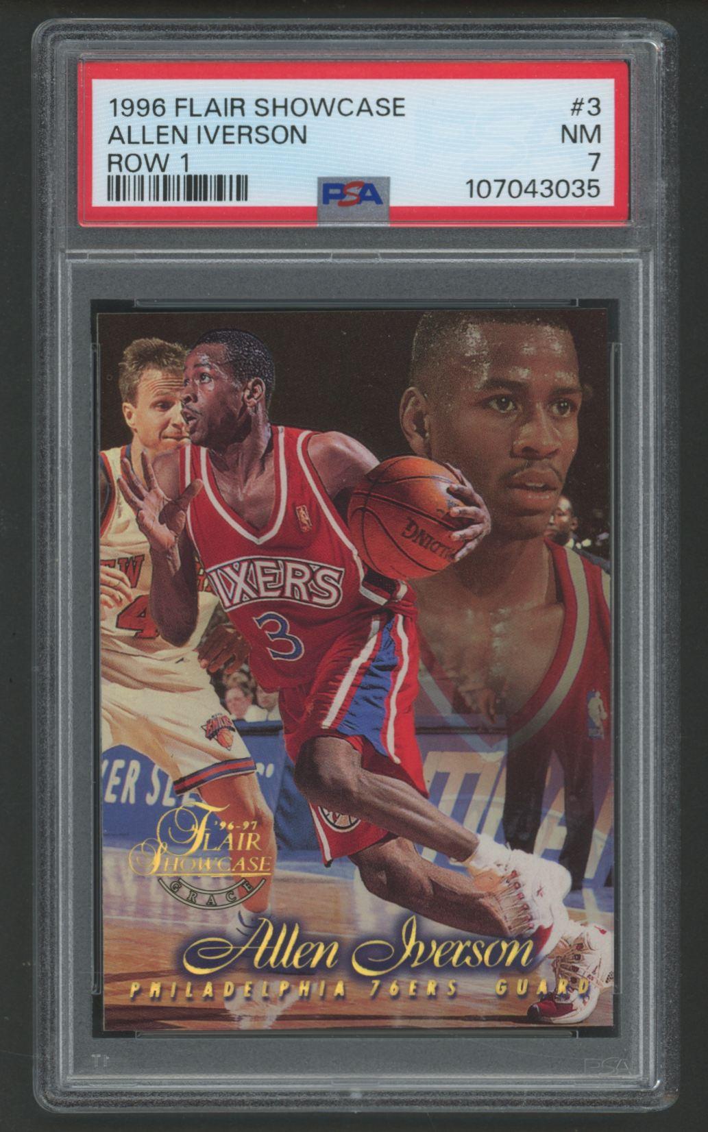 Allen Iverson 1996-97 Flair Showcase Row 1 #3 RC (PSA 7) at PristineAuction.com Allen Iverson 1996-97 Flair Showcase Row 1 #3 RC (PSA 7) at PristineAuction.com