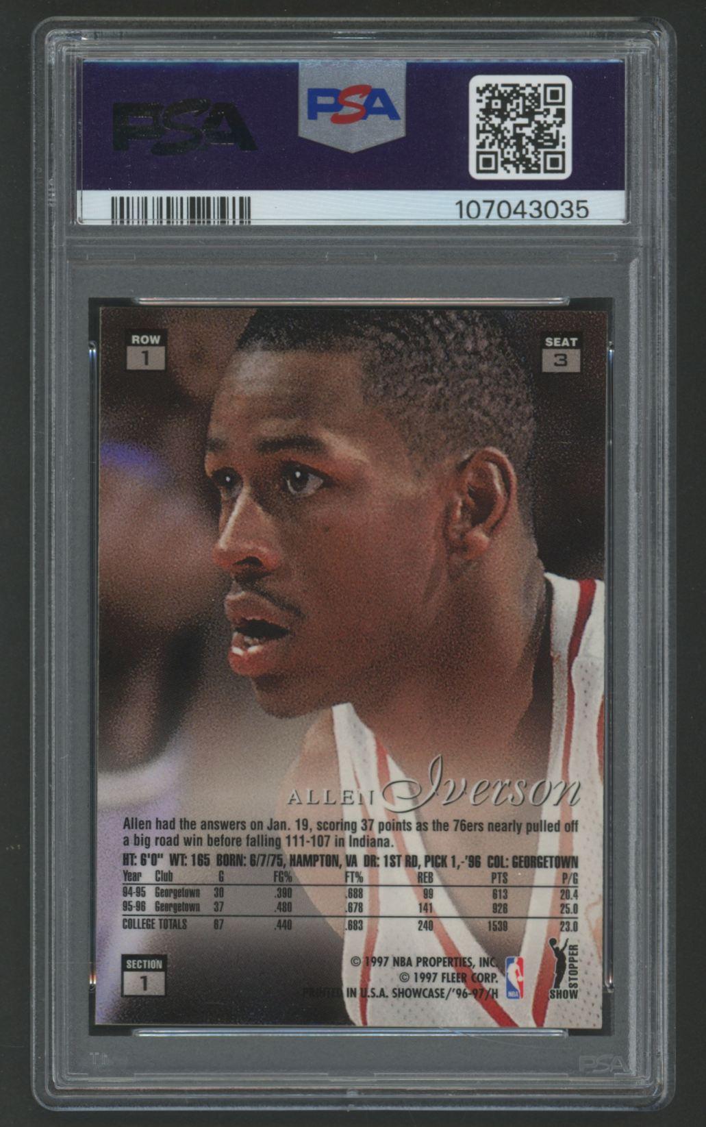 Allen Iverson 1996-97 Flair Showcase Row 1 #3 RC (PSA 7) at PristineAuction.com Allen Iverson 1996-97 Flair Showcase Row 1 #3 RC (PSA 7) at PristineAuction.com