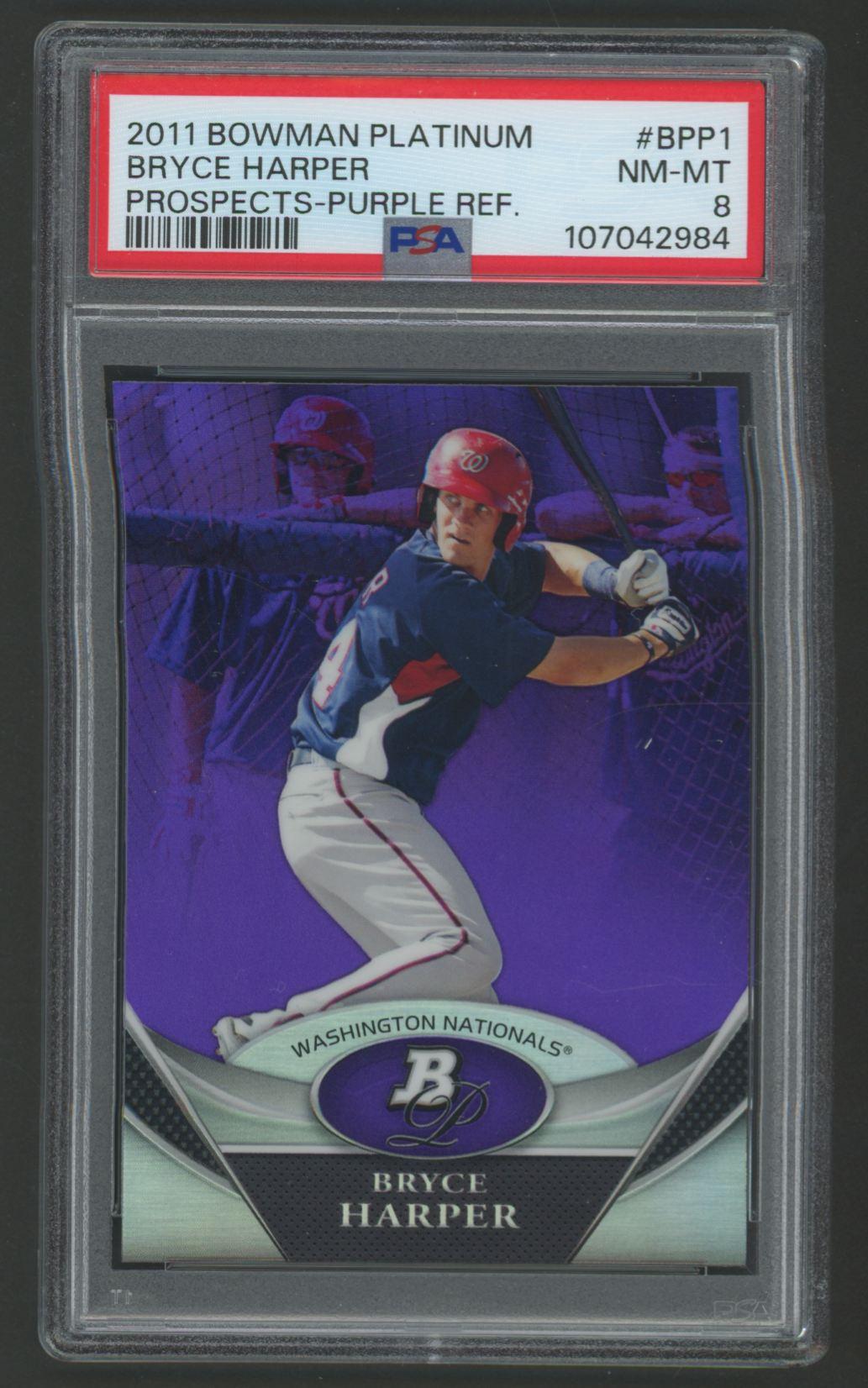 Bryce Harper 2011 Bowman Platinum Prospects Purple Refractor #BPP1 (PSA 8) at PristineAuction.com Bryce Harper 2011 Bowman Platinum Prospects Purple Refractor #BPP1 (PSA 8) at PristineAuction.com