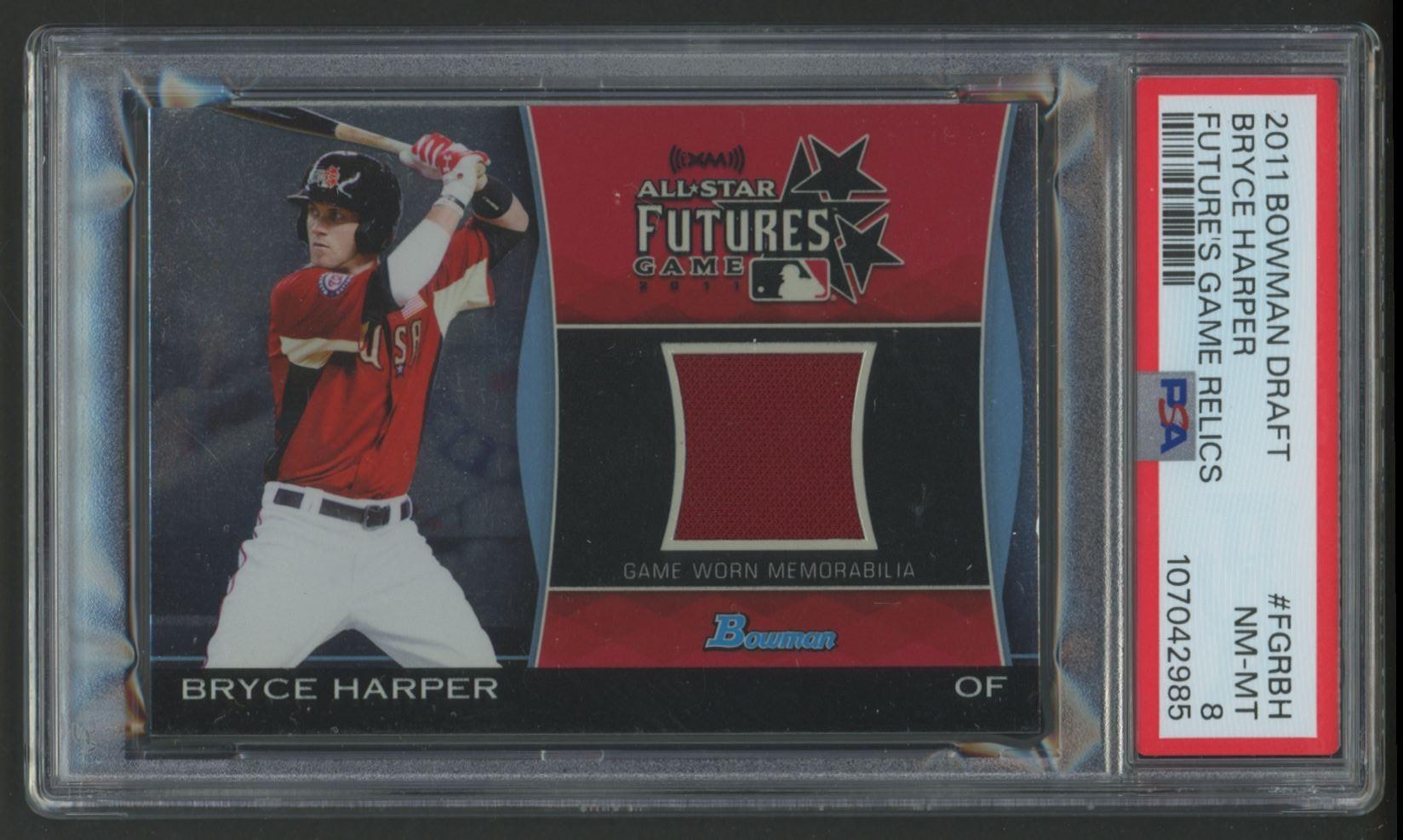 Bryce Harper 2011 Bowman Draft Future's Game Relics #FGRBH RC (PSA 8) at PristineAuction.com Bryce Harper 2011 Bowman Draft Future's Game Relics #FGRBH RC (PSA 8) at PristineAuction.com