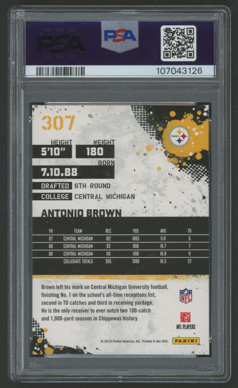 Antonio Brown 2010 Score #307 RC (PSA 10) at PristineAuction.com Antonio Brown 2010 Score #307 RC (PSA 10) at PristineAuction.com