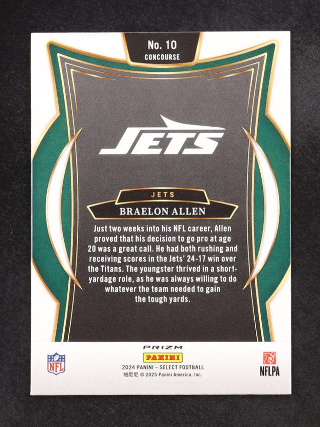 Braelon Allen 2024 Select Prizm Zebra Shock #10 at PristineAuction.com Braelon Allen 2024 Select Prizm Zebra Shock #10 at PristineAuction.com