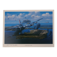 John "Davy" Crockett Signed 11.5x16 "Flying Into War" Art Print (AIV) at PristineAuction.com