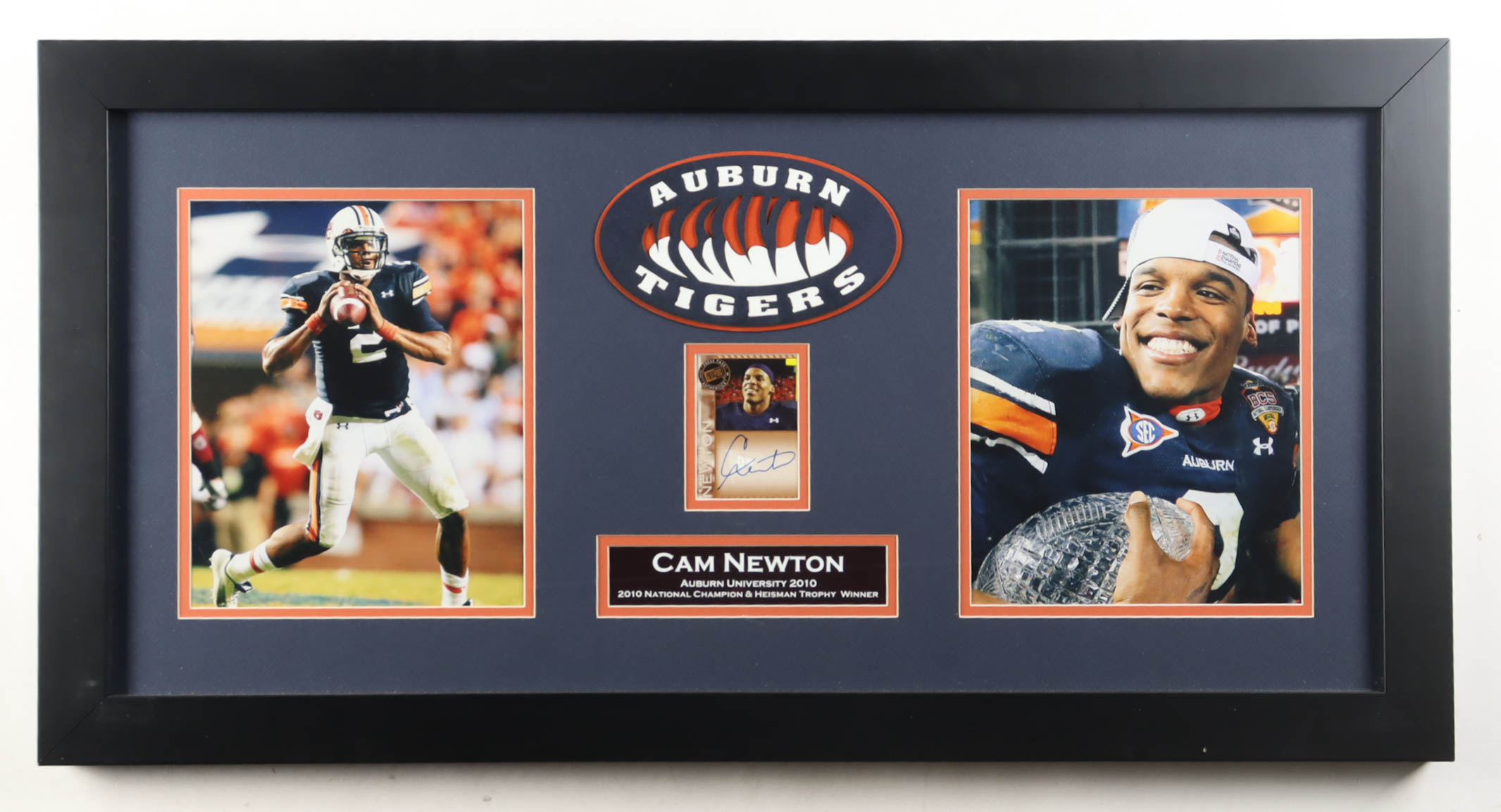 Cam Newton Signed Auburn Tigers Custom Framed Sports Card Display with Photos (Sports Collectibles) at PristineAuction.com Cam Newton Signed Auburn Tigers Custom Framed Sports Card Display with Photos (Sports Collectibles) at PristineAuction.com