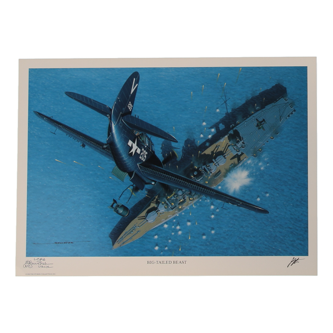 Paul Brehm Signed 11.5x16 "Big-Tailed Beast" Art Print With Rank Inscription (AIV) at PristineAuction.com Paul Brehm Signed 11.5x16 "Big-Tailed Beast" Art Print With Rank Inscription (AIV) at PristineAuction.com