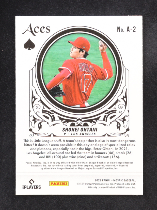 Shohei Ohtani 2022 Panini Mosaic Aces #2 at PristineAuction.com Shohei Ohtani 2022 Panini Mosaic Aces #2 at PristineAuction.com