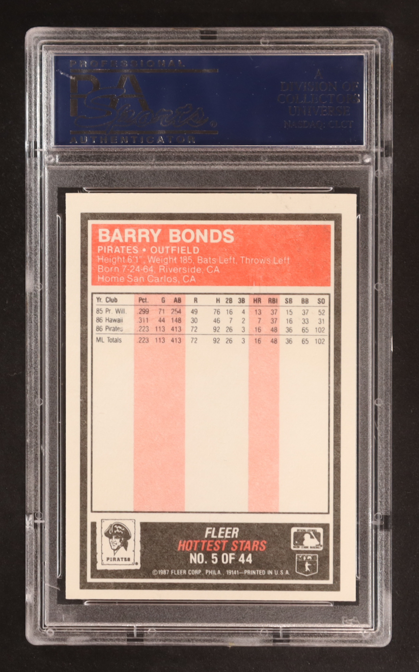 Barry Bonds 1987 Fleer Hottest Stars #5 (PSA 9) at PristineAuction.com Barry Bonds 1987 Fleer Hottest Stars #5 (PSA 9) at PristineAuction.com