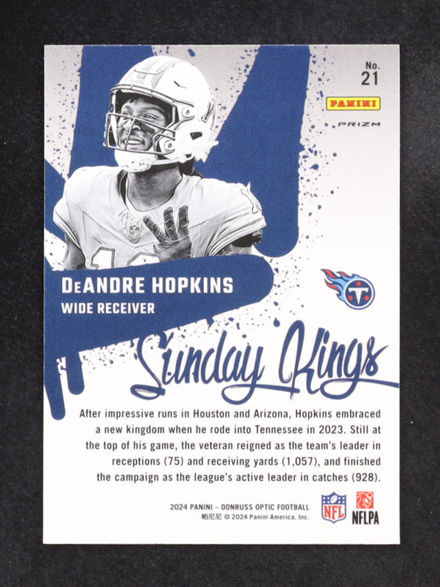 Deandre Hopkins 2024 Panini Donruss Optic Sunday Kings #21 at PristineAuction.com Deandre Hopkins 2024 Panini Donruss Optic Sunday Kings #21 at PristineAuction.com