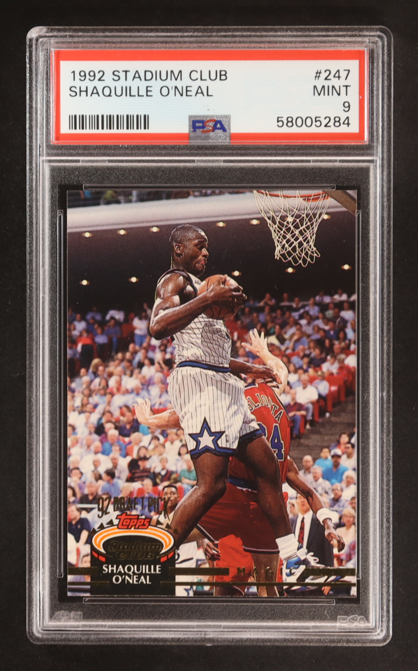 Shaquille O'Neal 1992-93 Stadium Club #247 RC (PSA 9) at PristineAuction.com Shaquille O'Neal 1992-93 Stadium Club #247 RC (PSA 9) at PristineAuction.com