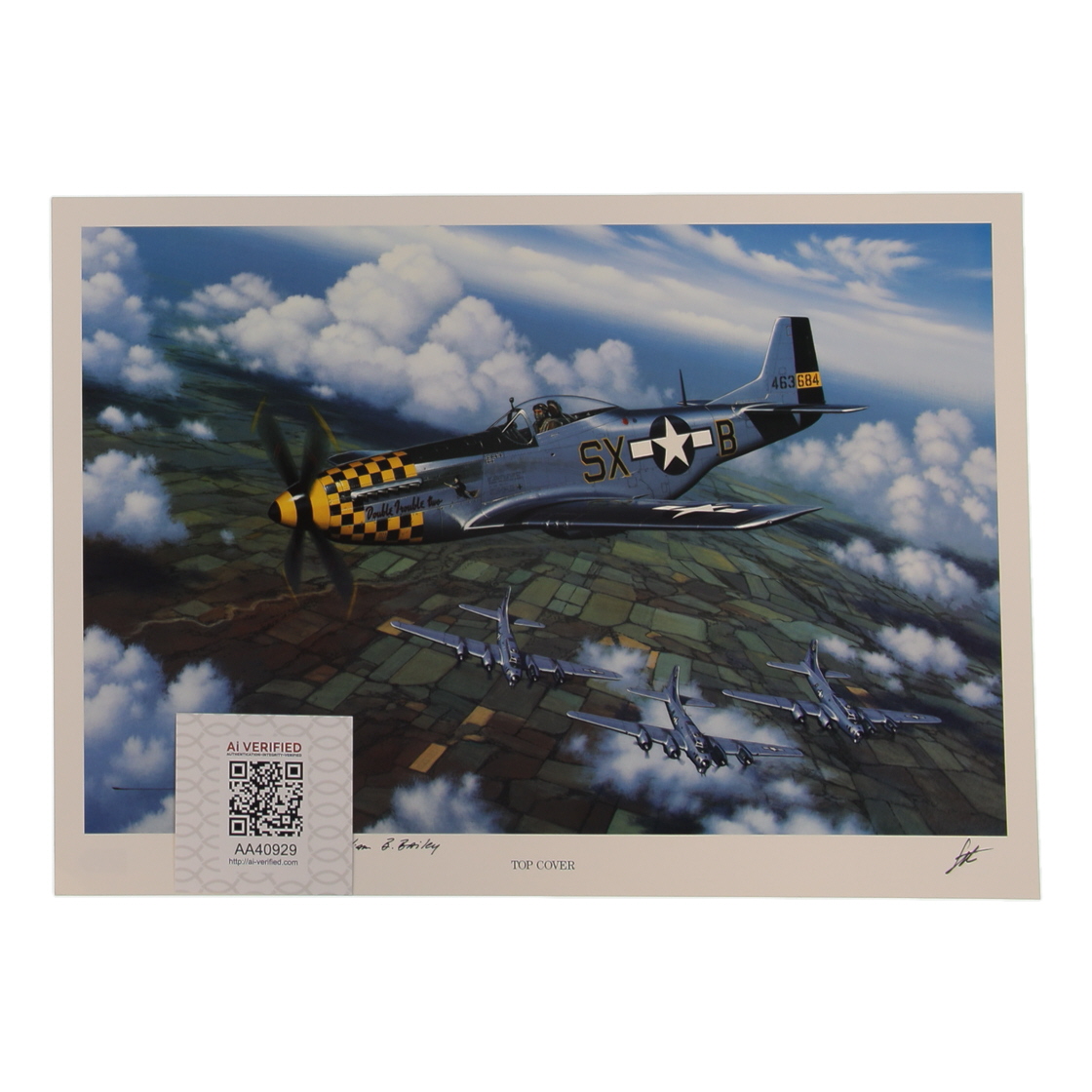 Lt. Col. William G. "Bill" Bailey Signed 11.5x16 "Top Cover" Art Print (AIV) at PristineAuction.com Lt. Col. William G. "Bill" Bailey Signed 11.5x16 "Top Cover" Art Print (AIV) at PristineAuction.com