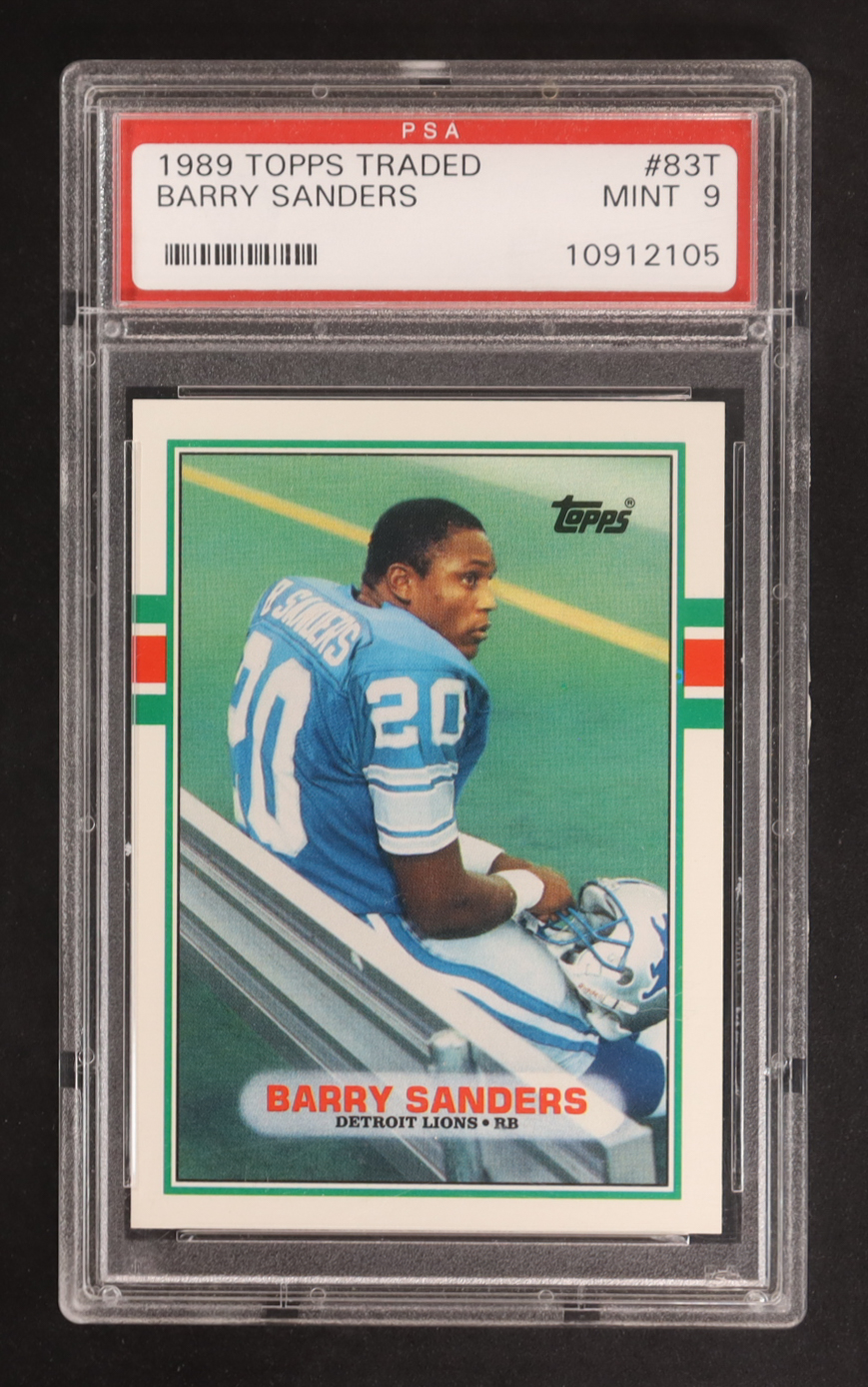 Barry Sanders 1989 Topps Traded #83T RC (PSA 9) at PristineAuction.com Barry Sanders 1989 Topps Traded #83T RC (PSA 9) at PristineAuction.com