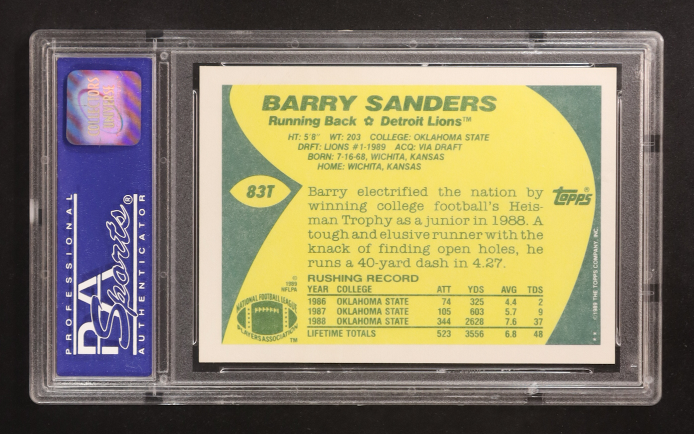 Barry Sanders 1989 Topps Traded #83T RC (PSA 9) at PristineAuction.com Barry Sanders 1989 Topps Traded #83T RC (PSA 9) at PristineAuction.com
