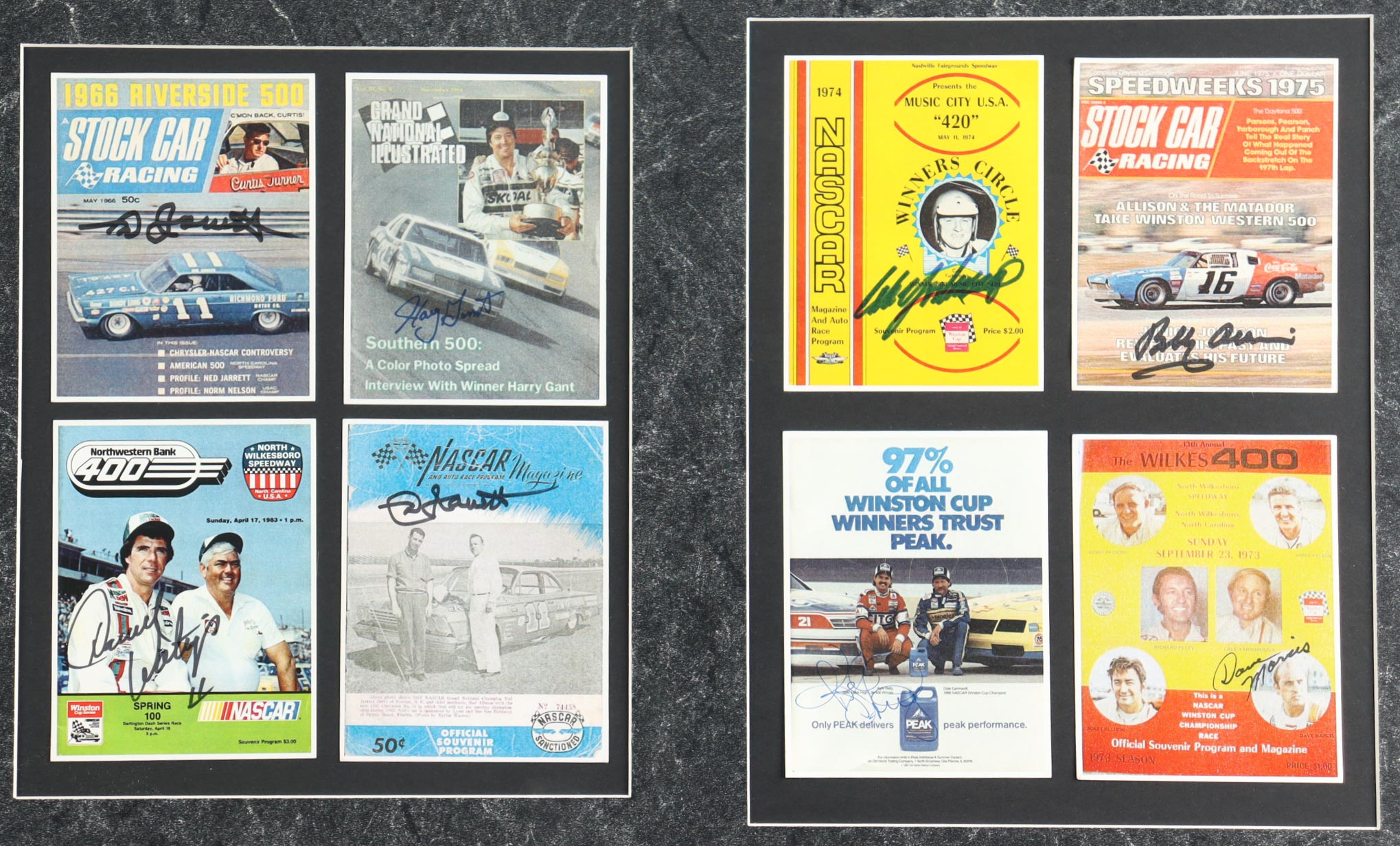 Nascar Legends | Custom Framed Display Signed by (16) with Darrell Waltrip, Bobby Labonte, Cale Yarborough (Beckett) at PristineAuction.com Nascar Legends | Custom Framed Display Signed by (16) with Darrell Waltrip, Bobby Labonte, Cale Yarborough (Beckett) at PristineAuction.com