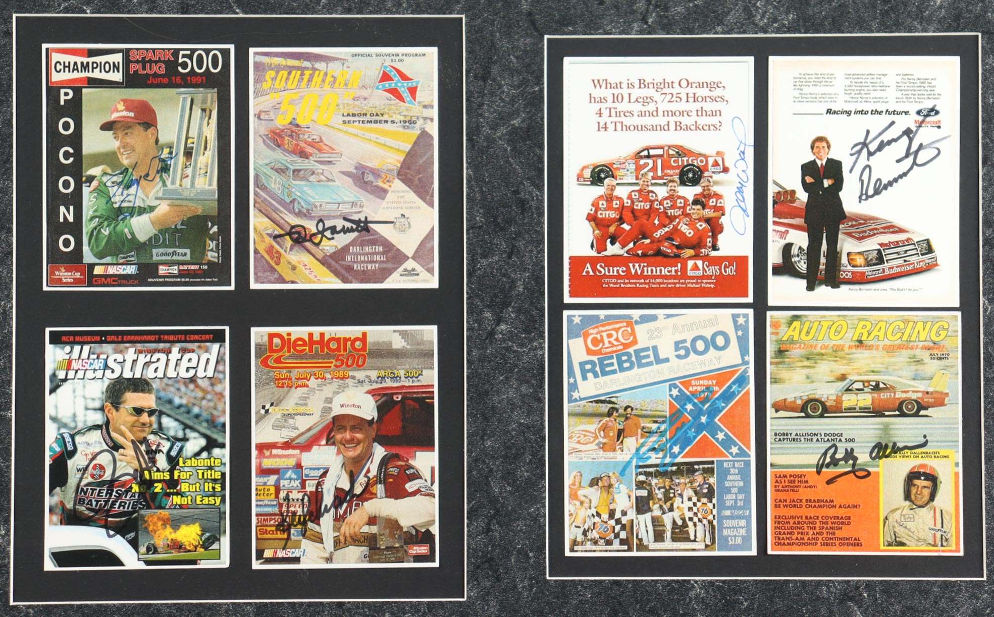 Nascar Legends | Custom Framed Display Signed by (16) with Darrell Waltrip, Bobby Labonte, Cale Yarborough (Beckett) at PristineAuction.com Nascar Legends | Custom Framed Display Signed by (16) with Darrell Waltrip, Bobby Labonte, Cale Yarborough (Beckett) at PristineAuction.com