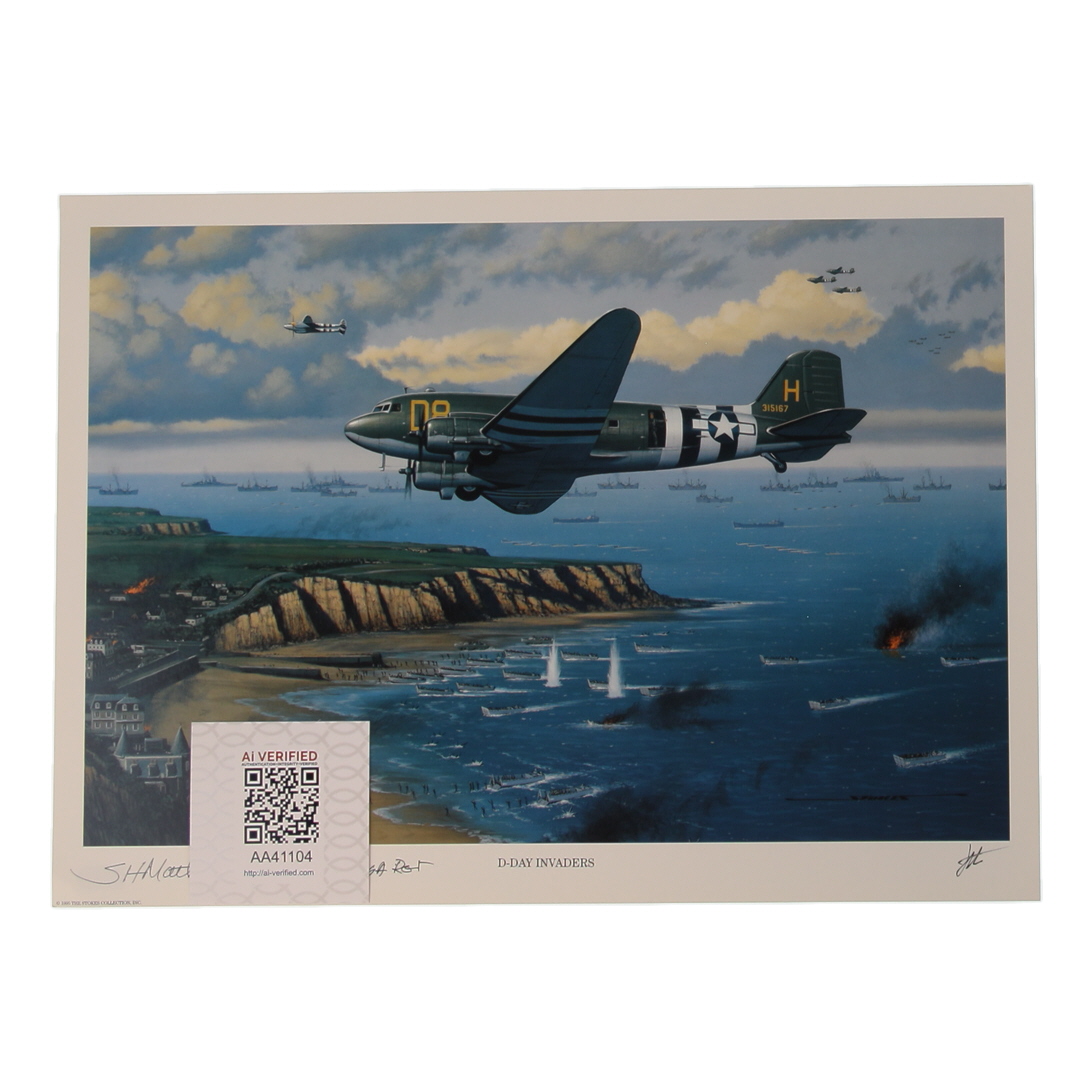Major General Salve Hugo Matheson Signed 11.5x16 "D-Day Invaders" Art Print With Rank Inscription (AIV) at PristineAuction.com Major General Salve Hugo Matheson Signed 11.5x16 "D-Day Invaders" Art Print With Rank Inscription (AIV) at PristineAuction.com
