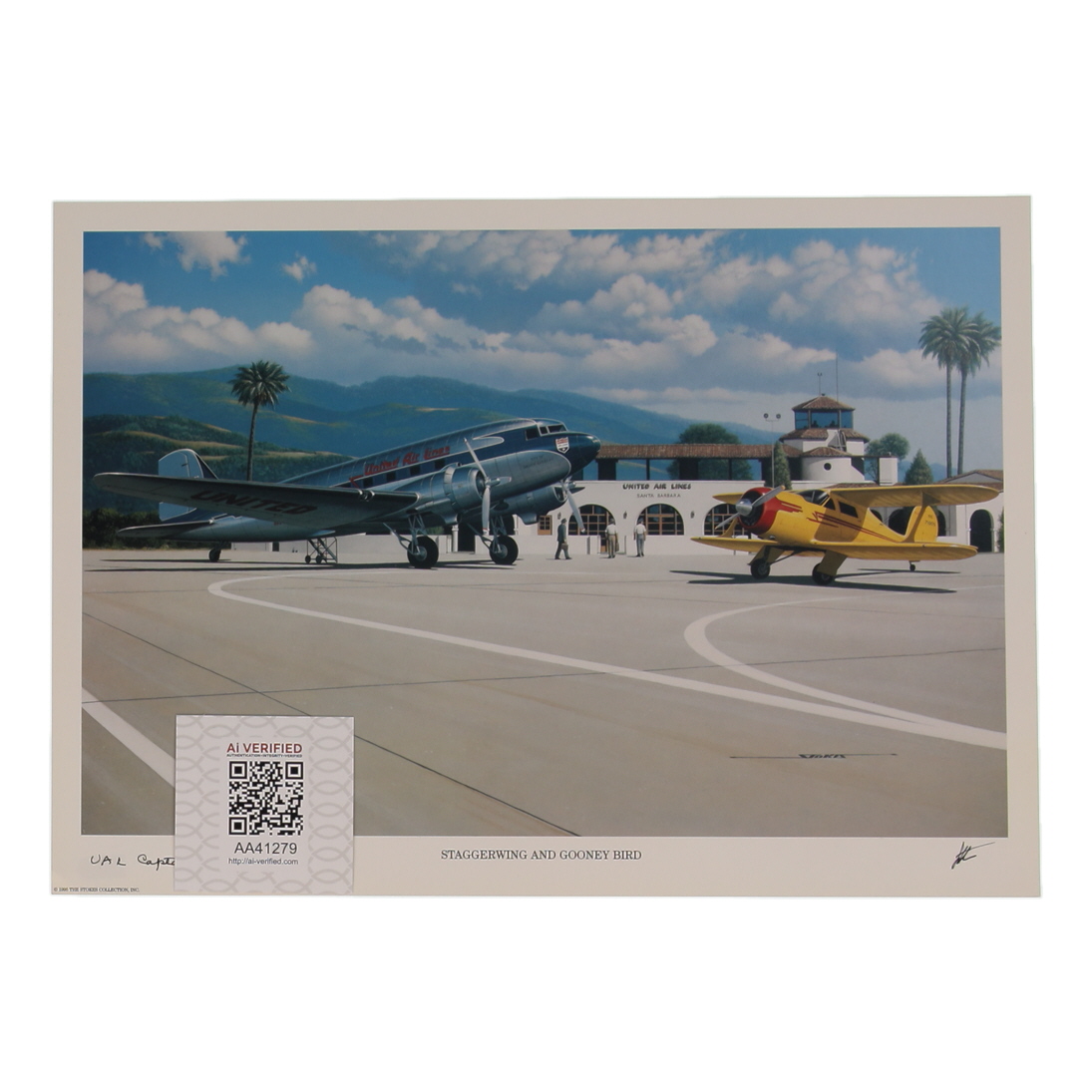 Carl Recknagel Signed 11.5x16 "Staggerwing And Gooney Bird" Art Print With Rank Inscription (AIV) at PristineAuction.com Carl Recknagel Signed 11.5x16 "Staggerwing And Gooney Bird" Art Print With Rank Inscription (AIV) at PristineAuction.com