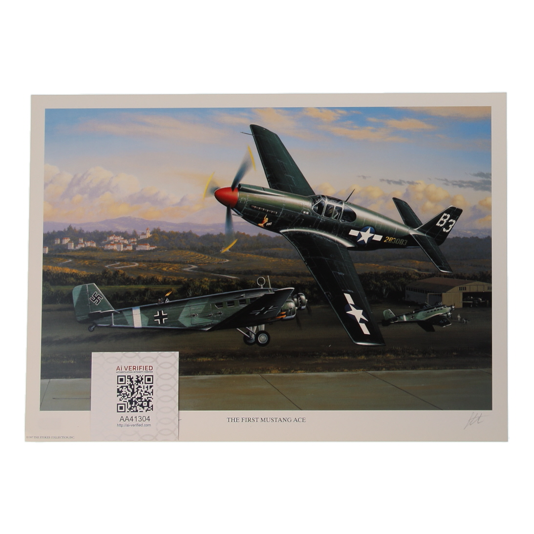Michael T. Russo Signed 11.5x16 "The First Mustang Ace" Art Print (AIV) at PristineAuction.com Michael T. Russo Signed 11.5x16 "The First Mustang Ace" Art Print (AIV) at PristineAuction.com