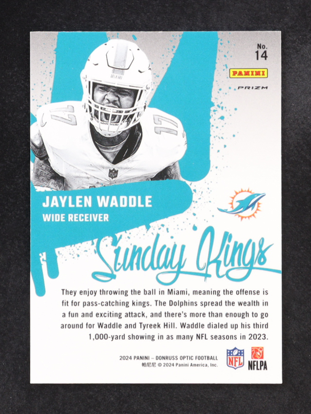 Jaylen Waddle 2024 Panini Donruss Optic Sunday Kings #14 at PristineAuction.com Jaylen Waddle 2024 Panini Donruss Optic Sunday Kings #14 at PristineAuction.com