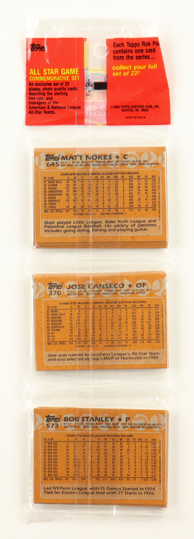 1988 Topps Baseball Rack Pack with (43) Cards at PristineAuction.com 1988 Topps Baseball Rack Pack with (43) Cards at PristineAuction.com