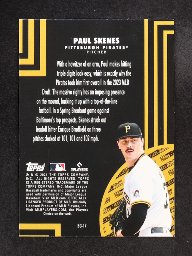 Paul Skenes 2024 Topps Update Black Gold #BG17 RC at PristineAuction.com Paul Skenes 2024 Topps Update Black Gold #BG17 RC at PristineAuction.com