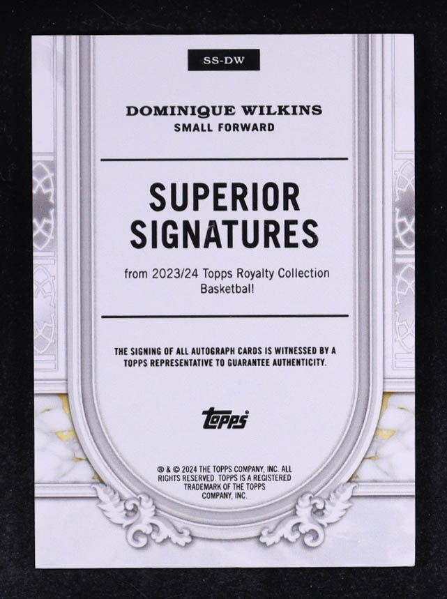 Dominique Wilkins 2023-24 Topps Royalty Superior Signatures Blue #SSDW 11/25 at PristineAuction.com Dominique Wilkins 2023-24 Topps Royalty Superior Signatures Blue #SSDW 11/25 at PristineAuction.com