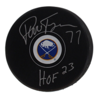 Pierre Turgeon Signed Sabres Logo Hockey Puck Inscribed "HOF 23" (JSA) at PristineAuction.com
