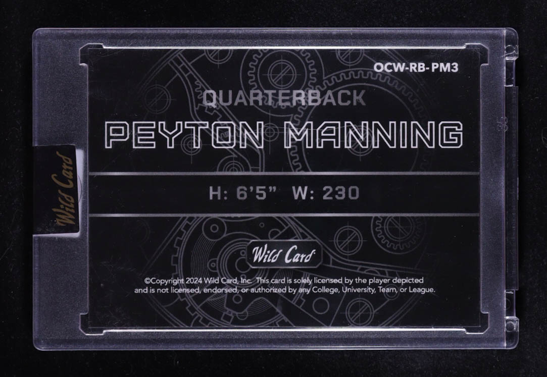 Peyton Manning 2024 Wild Card QB1 On The Clock Rainbow Blue Lazer #OCW-RB-PM3 #1/1 at PristineAuction.com Peyton Manning 2024 Wild Card QB1 On The Clock Rainbow Blue Lazer #OCW-RB-PM3 #1/1 at PristineAuction.com
